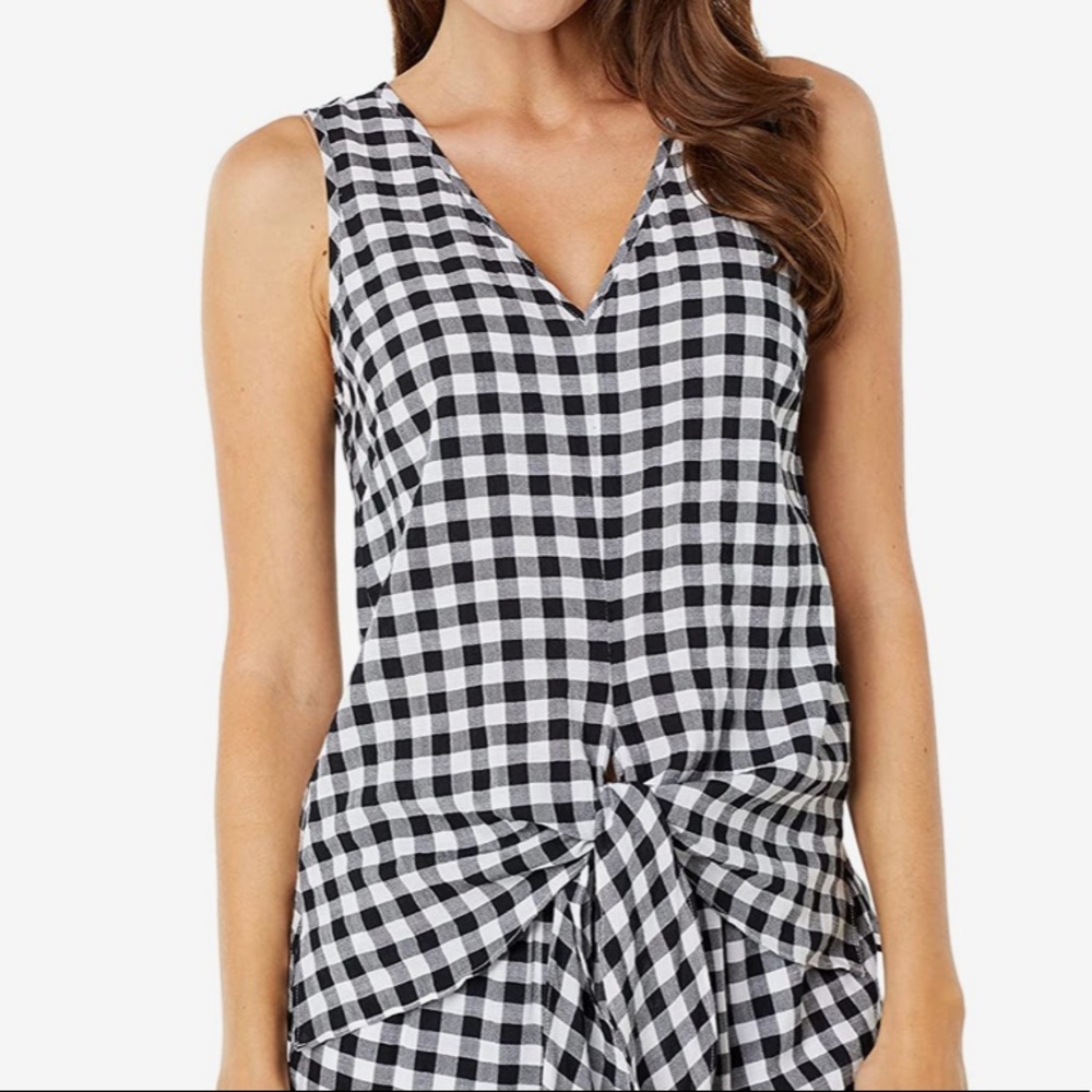 MICHAEL Michael Kors Tie-Front Gingham Tank Top